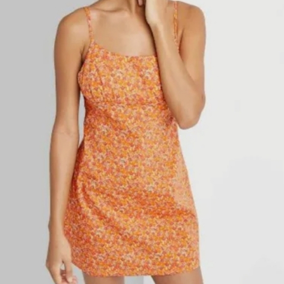 Wild Fable Sleeveless Woven Bodycon Dress in Orange Floral Size XL NWOT - Picture 3 of 10
